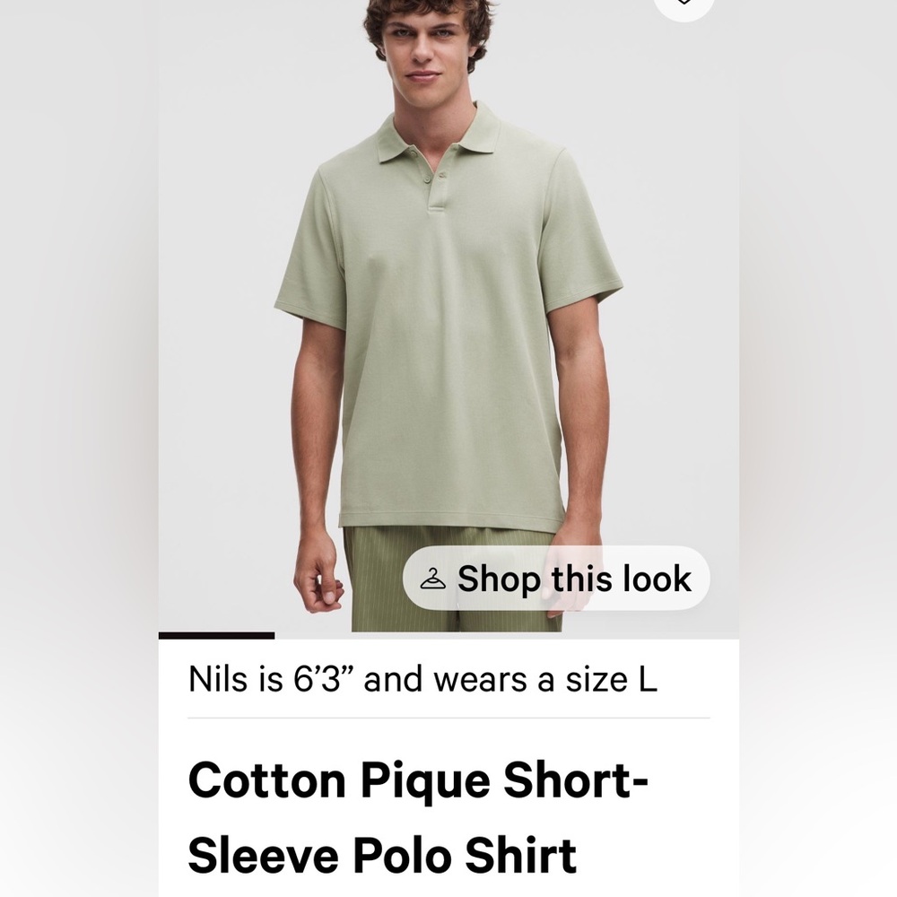 Lululemon Athletica Cotton Pique Polo - Fog Green Size XXL